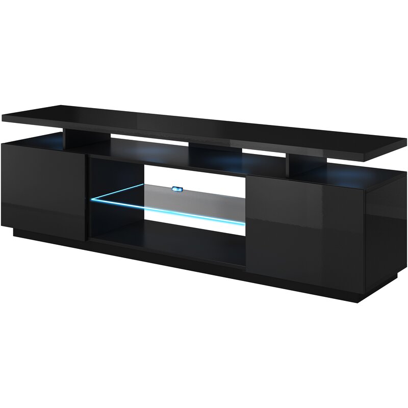 Szafka RTV EVA 180x40x52 czarny/czarny połysk