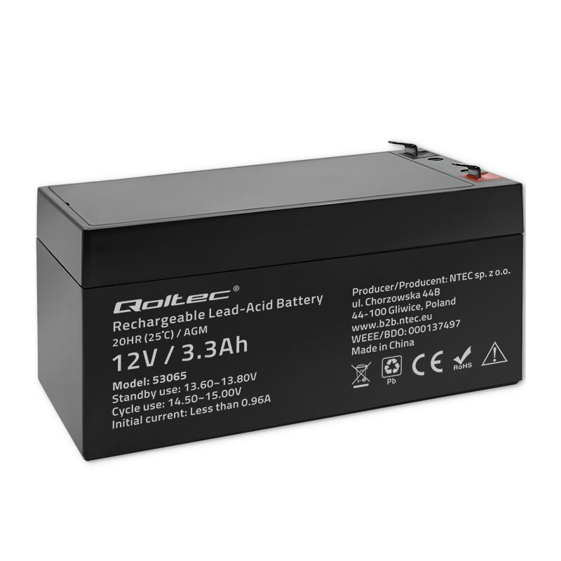 Akumulator QOLTEC 53065 3.3Ah 12V