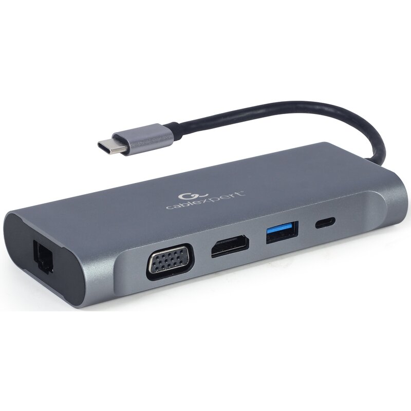 GEMBIRD MULTI ADAPTER USB TYPE-C 7W1 SZARY