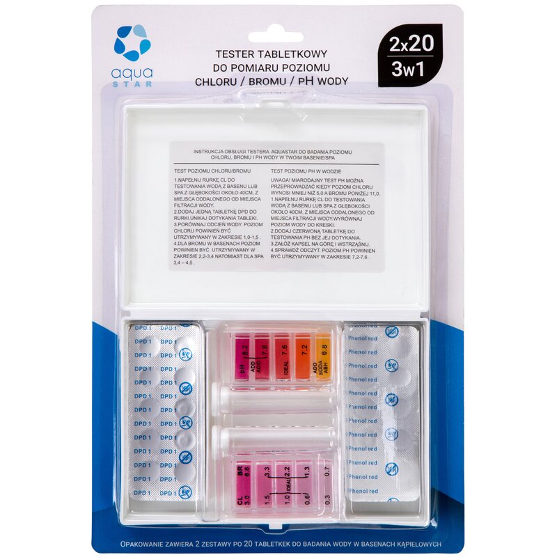 Tester tabletkowy AQUA STAR 3W1 20 szt.