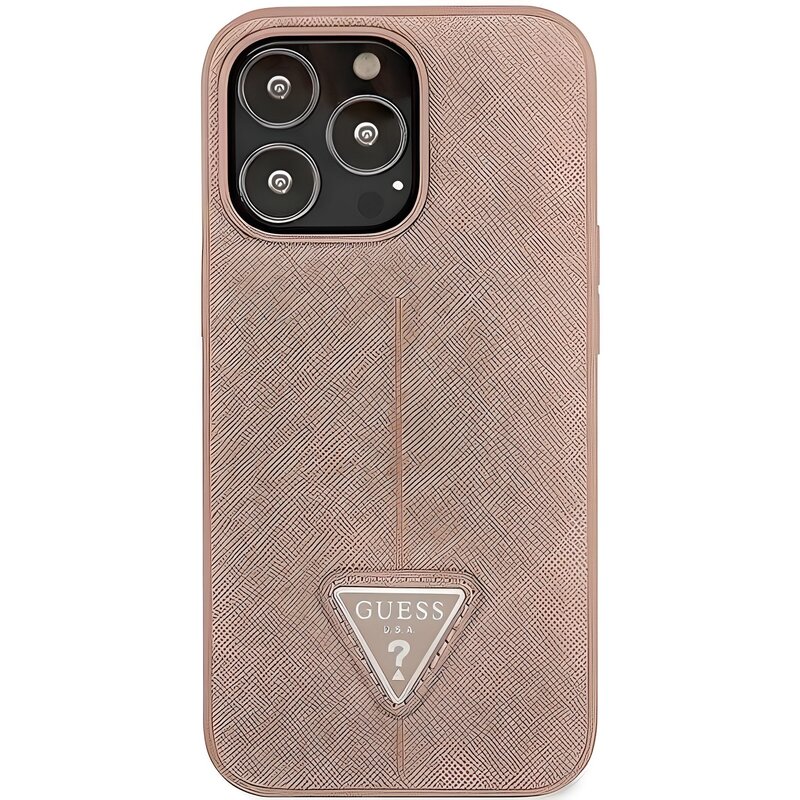 Etui GUESS Saffiano Triangle Logo do Apple iPhone 13 Pro Różowy
