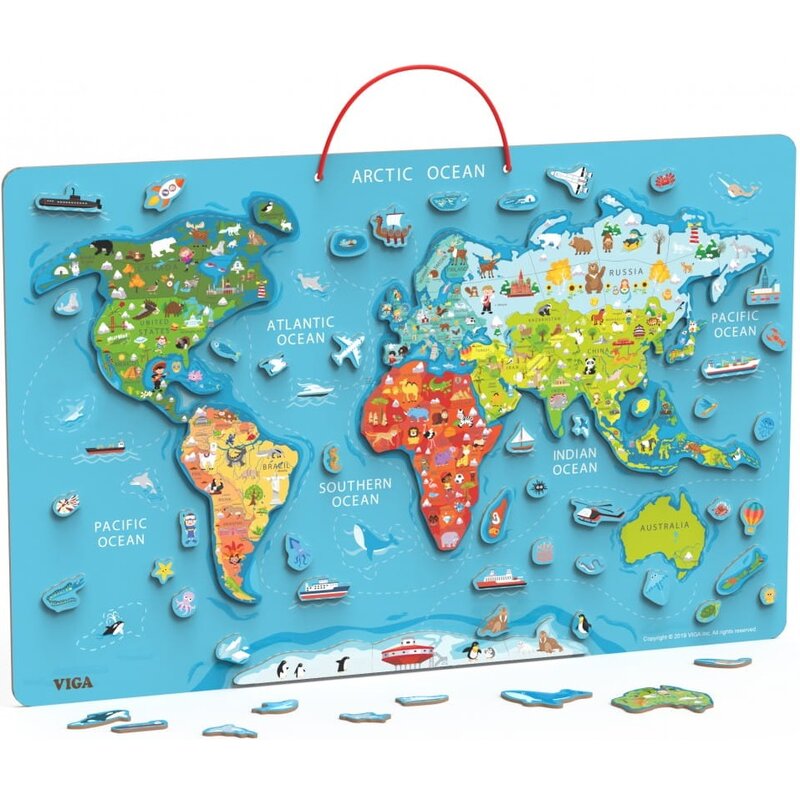 Tablica edukacyjna VIGA Learn from Fun z magnetyczną mapą świata 44508