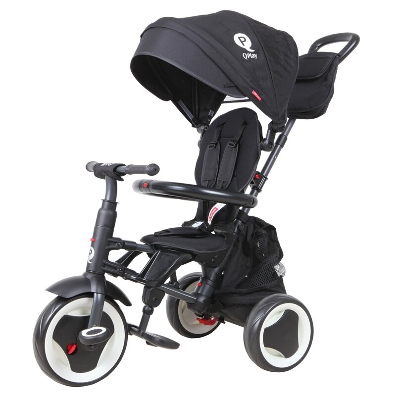Trójkołowiec QPLAY Rito Plus Stalowa rama, Opony EVA Czarny