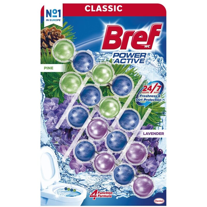 Kostka do WC BREF Power Aktiv Sosna i Lawenda 4x50g