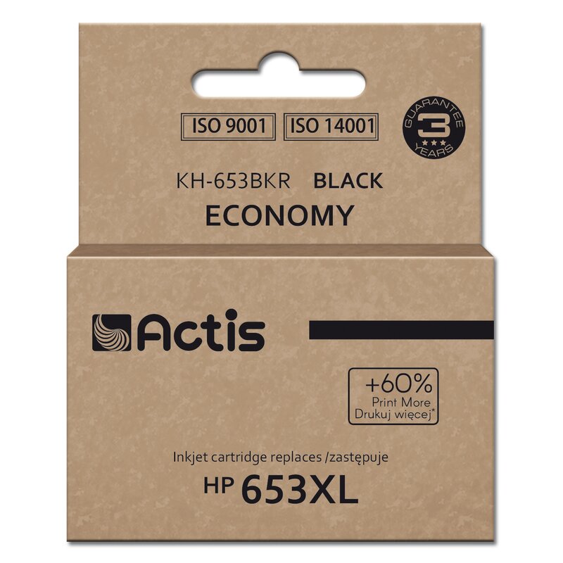 Actis KH-653BKR Tusz do drukarki HP, zamiennik HP 653XL 3YM75AE; Premium; 20ml; 575 stron; czarny.
