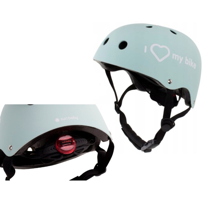 Kask SUN BABY Cubic Miętowy dla Dzieci z lampką (rozmiar M)