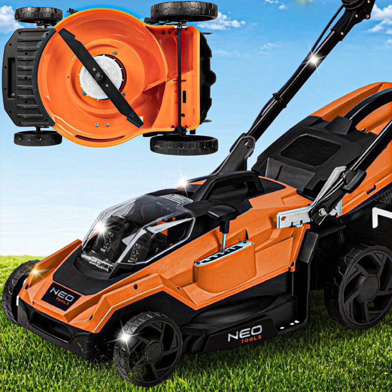 Kosiarka akumulatorowa NEO TOOLS 04-611 45 cm, 18V, silnik bezszczotkowy, kosz 50L, bez akumulatora