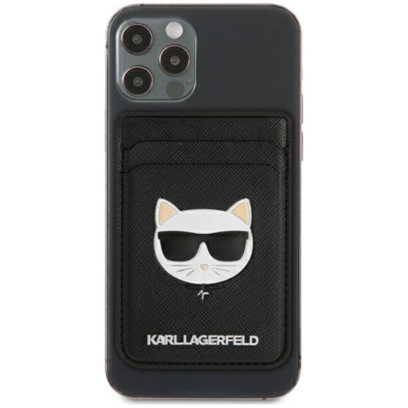 Etui KARL LAGERFELD Wallet Card Slot Saffiano Choupette Head MagSafe Czarny