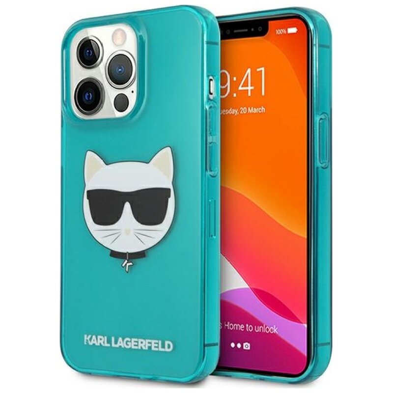 Etui KARL LAGERFELD Glitter Choupette Fluo do Apple iPhone 13/13 Pro Niebieski