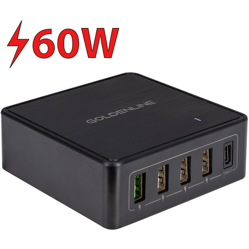 Ładowarka sieciowa GÖTZE & JENSEN Golden Line WC965K 60W Czarny ładowarka do telefonu USB, USB-C + kabel