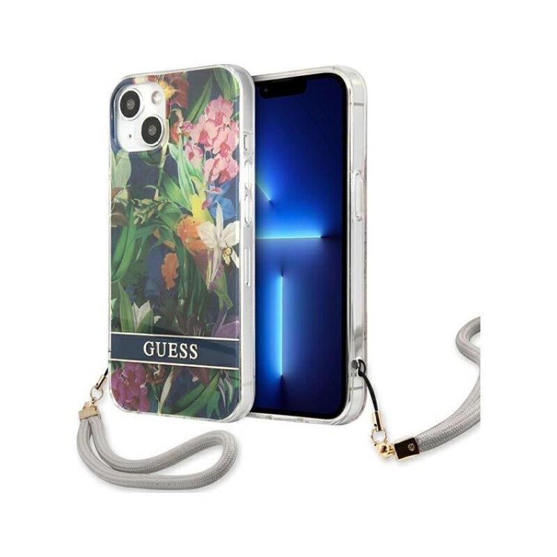 Etui GUESS Flower Cord do Apple iPhone 13 Mini Niebieski
