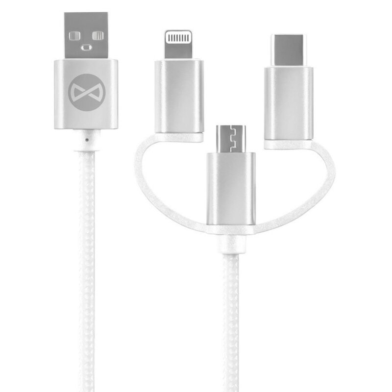Kabel USB - Lightning/Micro USB/USB-C FOREVER WHP300 1.2m Biały