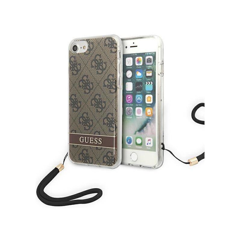 Etui GUESS 4G Print Strap do Apple iPhone SE 2022/SE 2020/7/8 Brązowy