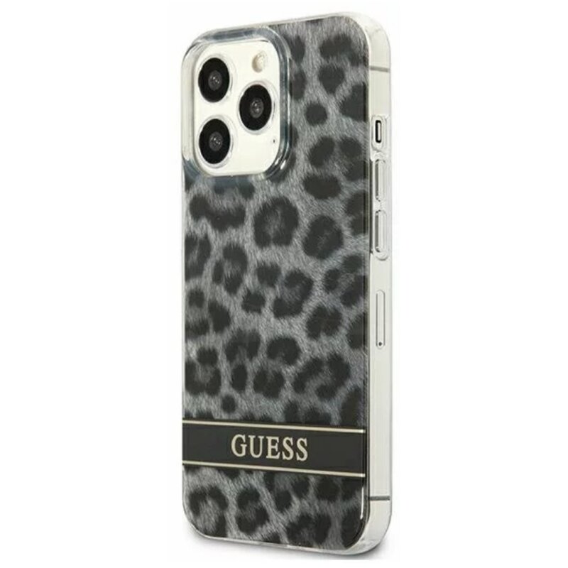Etui GUESS Leopard Electro Stripe do Apple iPhone 13 Pro Szary