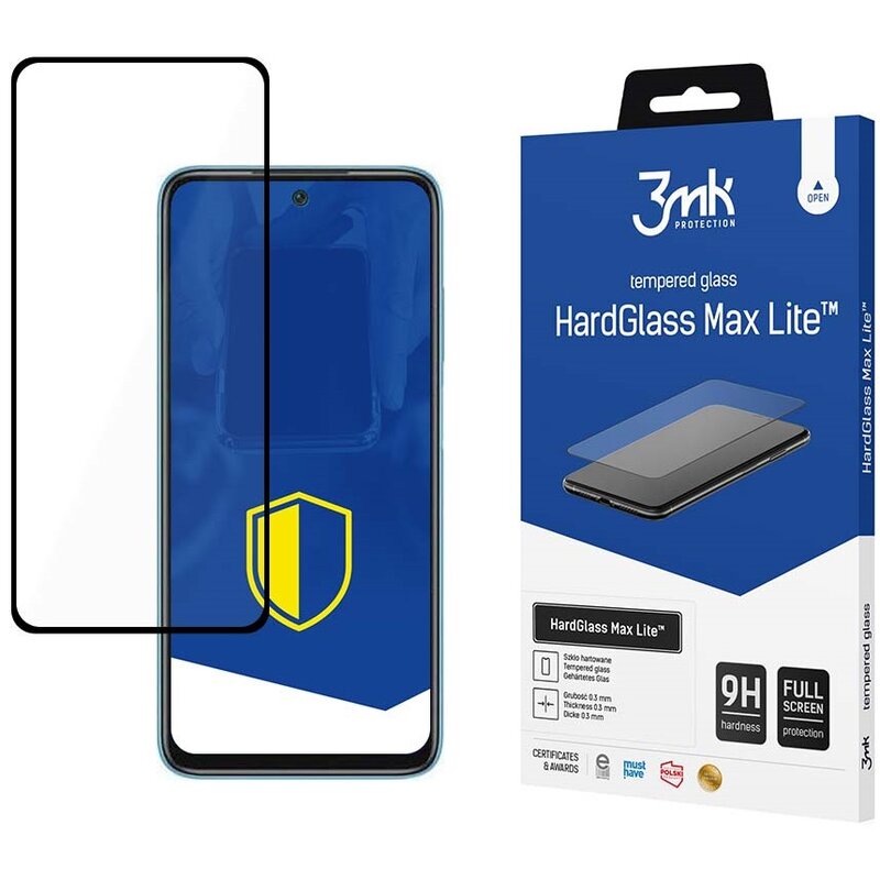 Szkło hartowane 3MK HardGlass Max Lite do Xiaomi Redmi 10 2022 Czarny