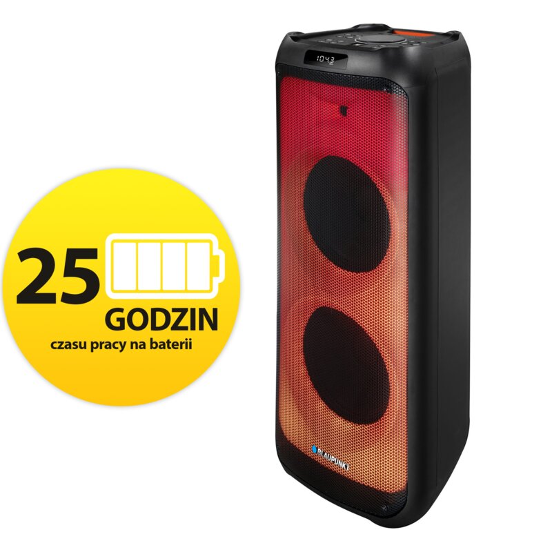 Power Audio BLAUPUNKT PB12DB, 140W, Bluetooth, Bateria 25 godzin, Dwa bezprzewodowe mikrofony w zestawie, Tuner FM