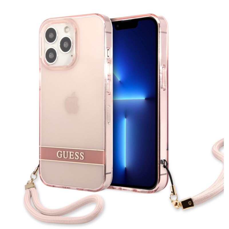 Etui GUESS Translucent Stap do Apple iPhone 13 Pro Max Różowy