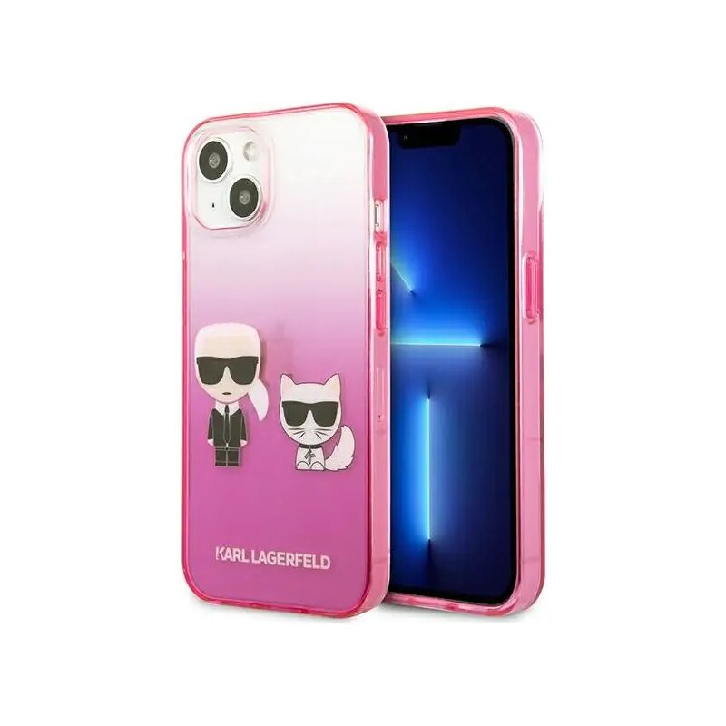 Etui KARL LAGERFELD Gradient Ikonik Karl & Choupette do Apple iPhone 13 Mini Różowy