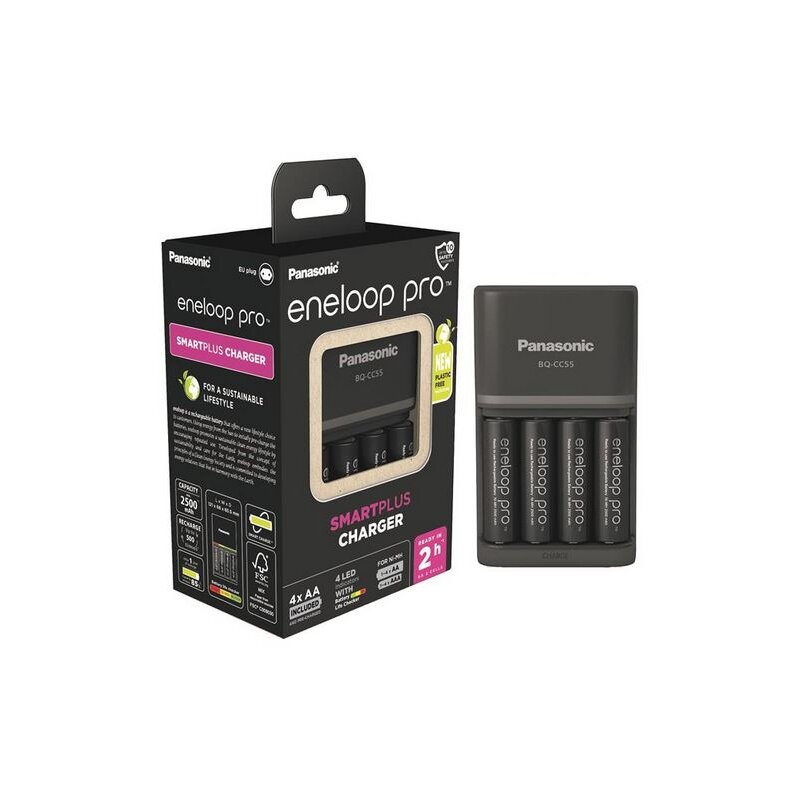 ŁADOWARKA PANASONIC SMARTPLUS + 4x AA ENELOOP PRO 2500 mAh