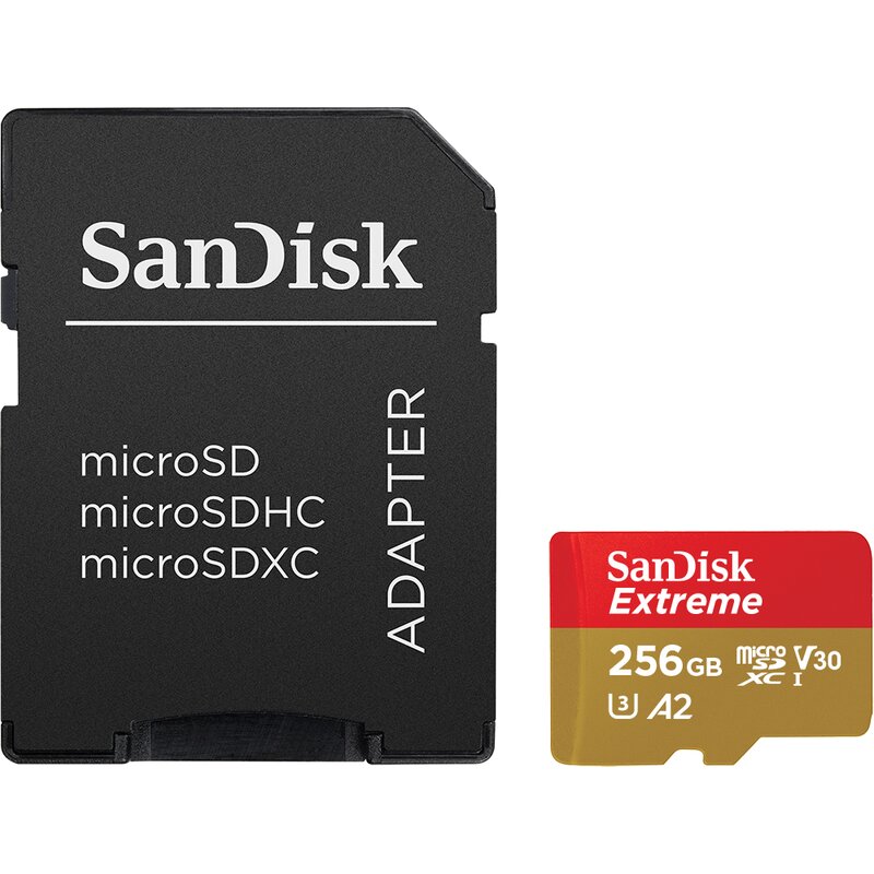 Karta pamięci SANDISK microSDXC Extreme 256GB 190MB/s A2 C10 V30 UHS-I U3 SDSQXAV-256G-GN6MA