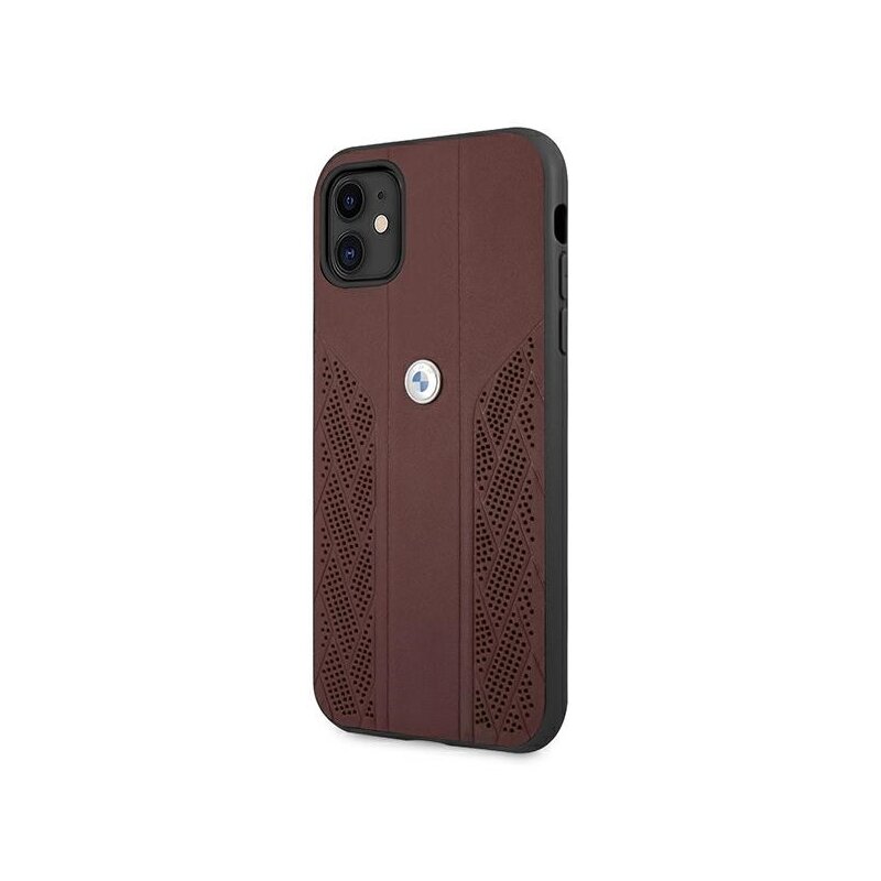 Etui BMW Leather Curve Perforate do Apple iPhone 11 Czerwony