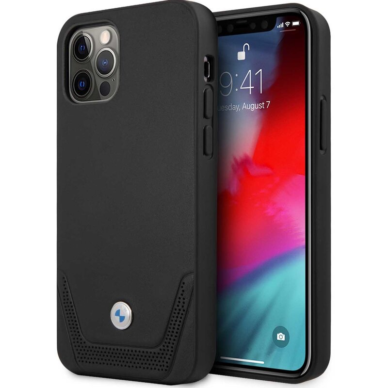 Etui BMW Leather Perforate do Apple iPhone 12 Pro Max Czarny
