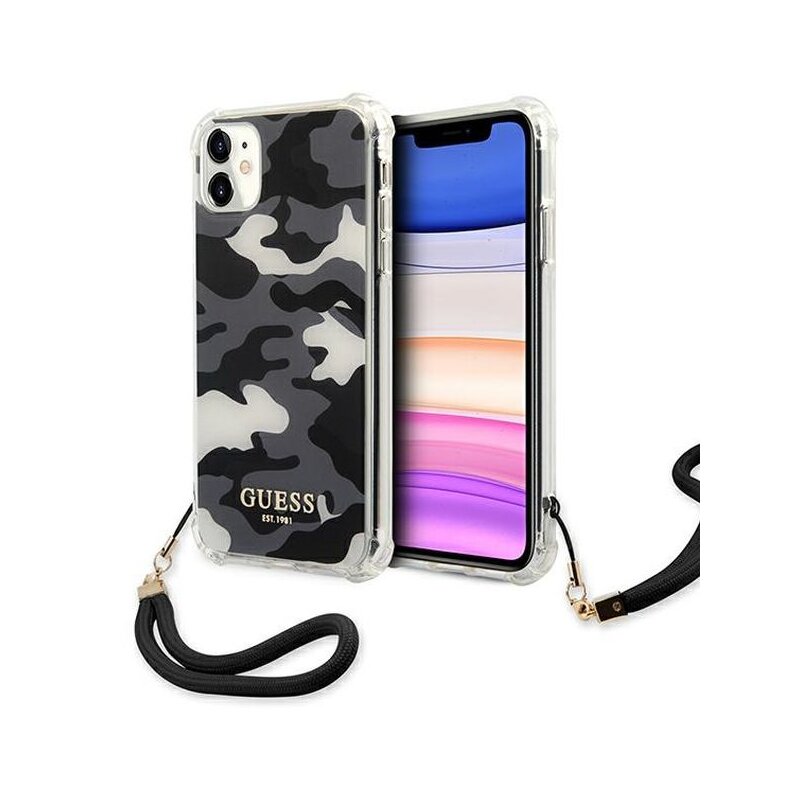 Etui GUESS Camouflage do Apple iPhone 11/Xr Czarne moro