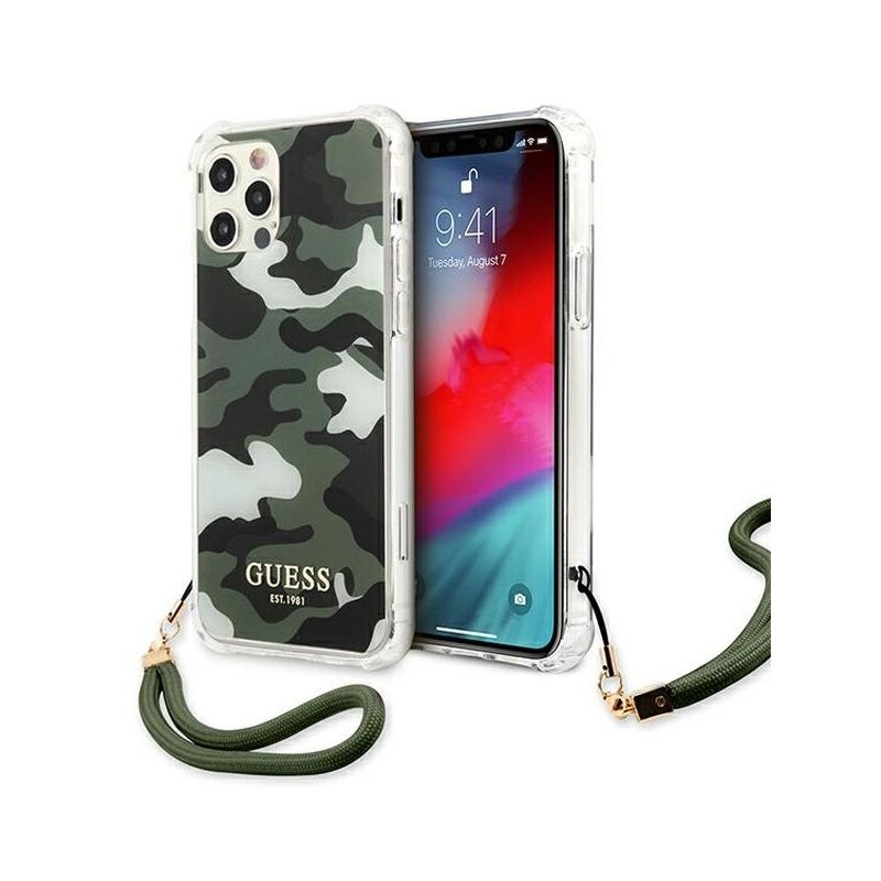 Etui GUESS Camouflage do Apple iPhone 12 Pro Max Zielony