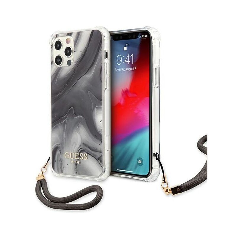 Etui GUESS Marble Collection do Apple iPhone 12 Pro Max Szary