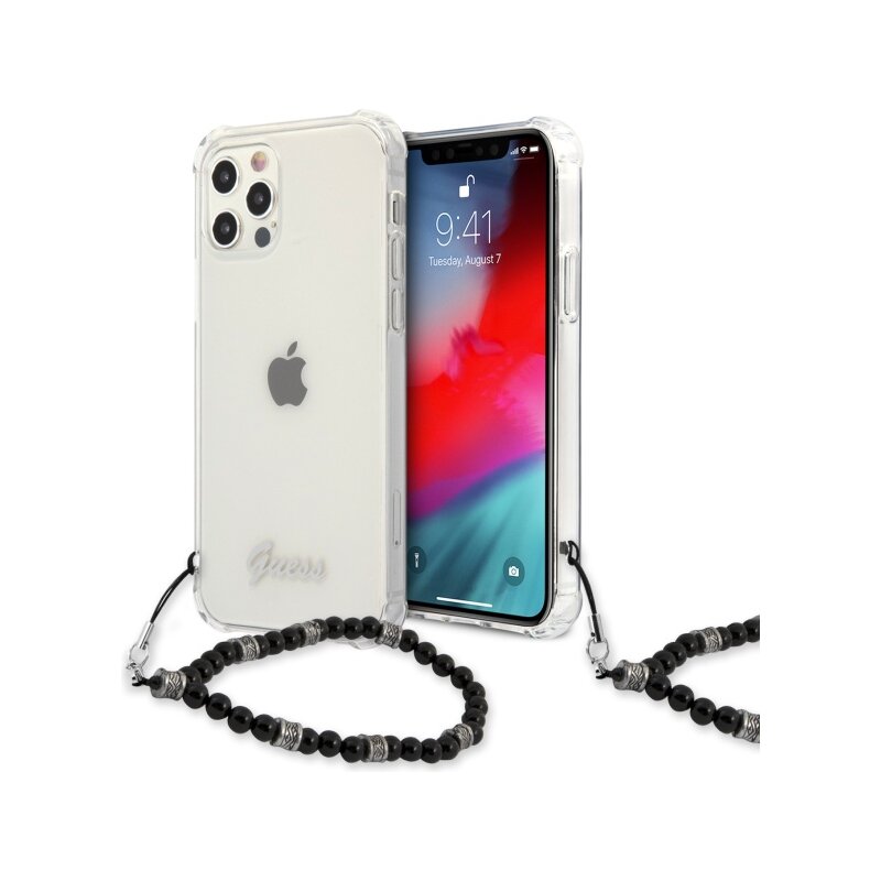 Etui GUESS Black Pearl do Apple iPhone 12/12 Pro Przezroczysty