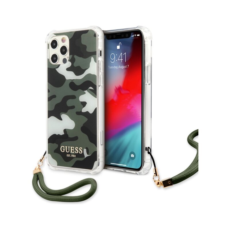 Etui GUESS Camo Collection do Apple iPhone 12 Pro Khaki