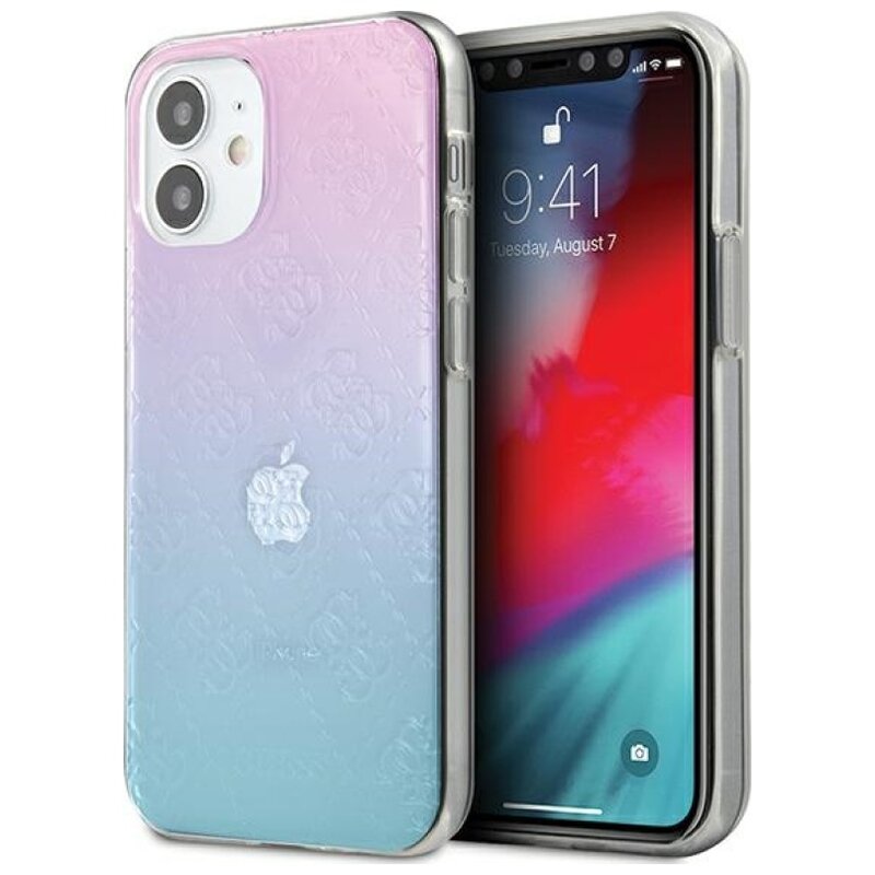 Etui GUESS 4G 3D Pattern Collection do Apple iPhone 12 mini Niebiesko-różowy