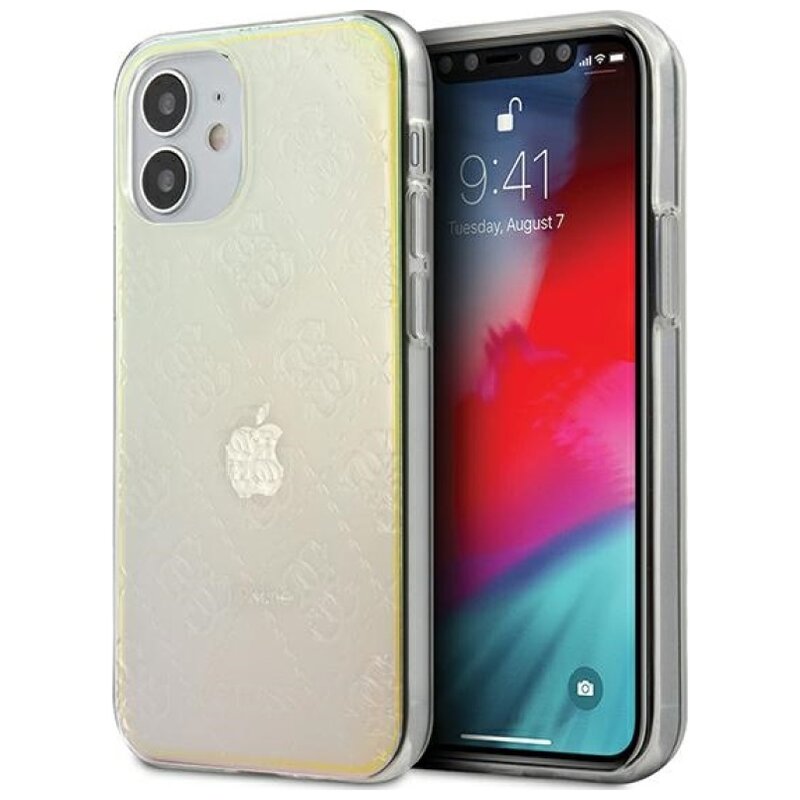 Etui GUESS 4G 3D Pattern Collection do Apple iPhone 12 mini Opalowo-przezroczysty