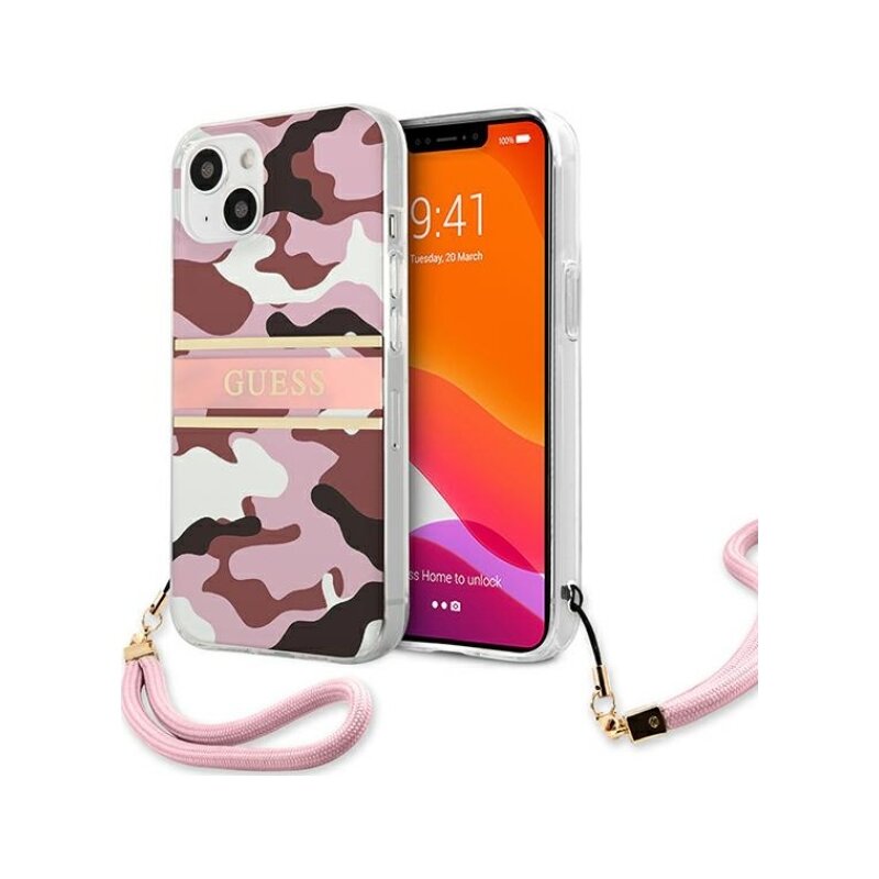 Etui GUESS Camo Strap Collection do Apple iPhone 13 Różowy