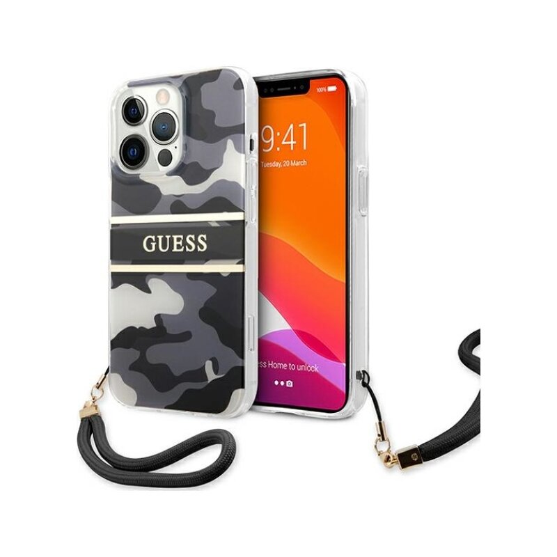 Etui GUESS Camo Strap Collection do Apple iPhone 13 Pro Czarny