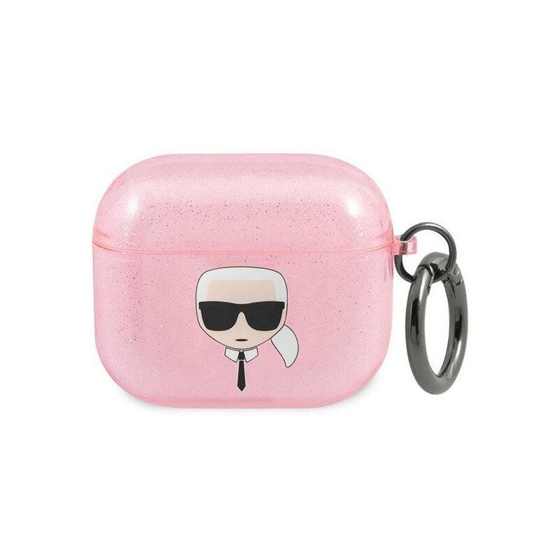 Karl Lagerfeld KLA3UKHGP Glitter Karl`s Head AirPods 3 Cover Różowy