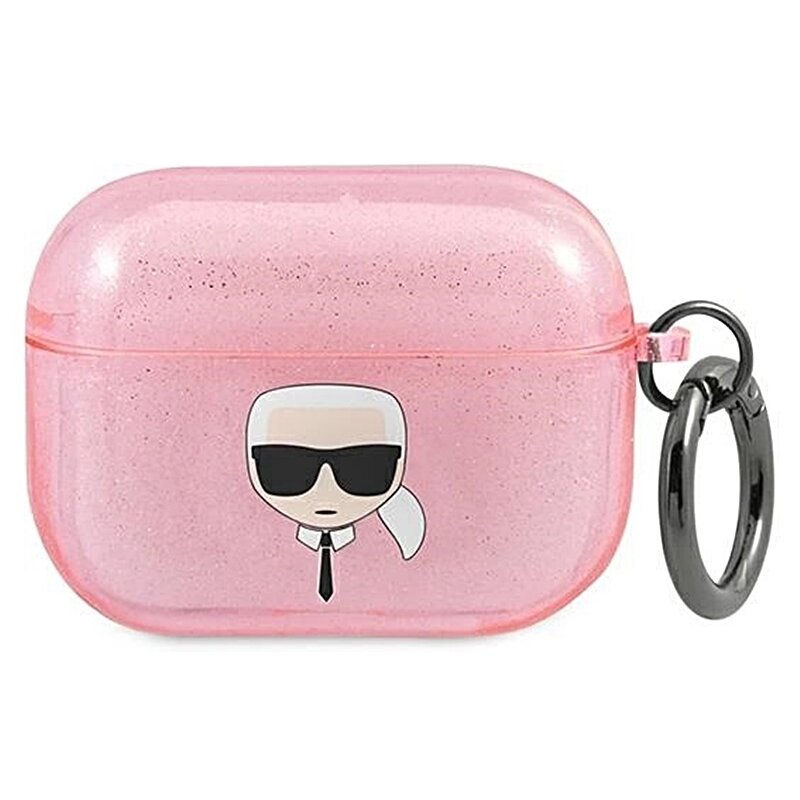 Karl Lagerfeld KLAPUKHGP Glitter Karl`s Head AirPods Pro Cover Różowy