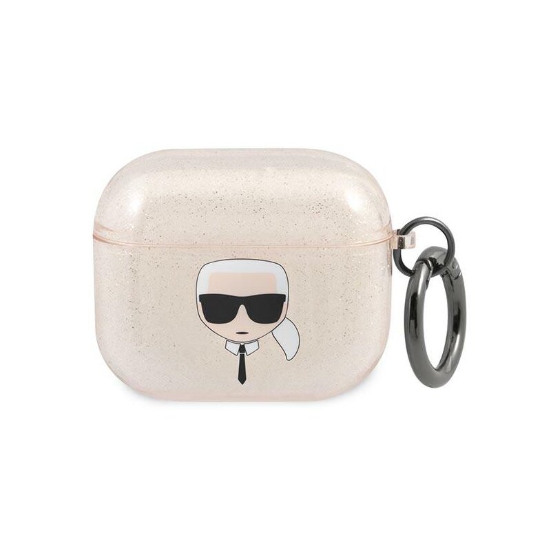 Etui na słuchawki KARL LAGERFELD Glitter Karl's Head do Apple AirPods 3 Złoty
