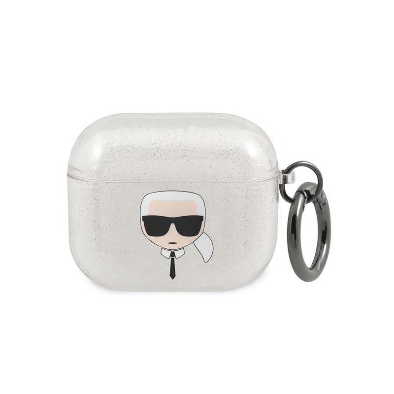 Karl Lagerfeld KLA3UKHGS Glitter Karl`s Head AirPods 3 Cover Srebrny