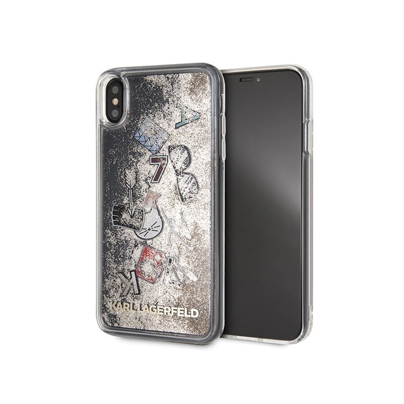 Etui KARL LAGERFELD Iconic Liquid Glitter do Apple iPhone XS Max Złoty