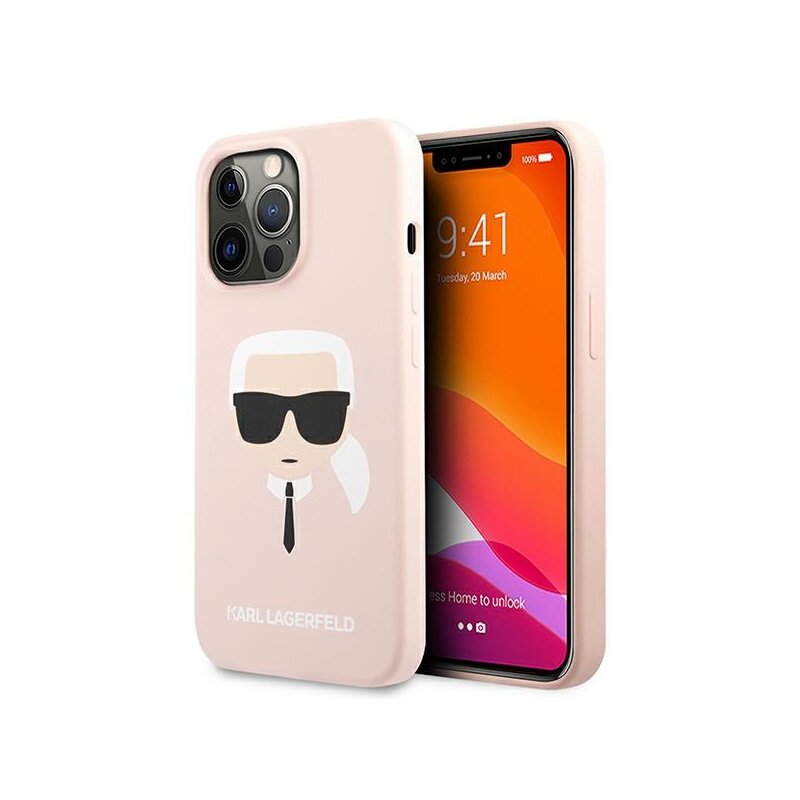 Etui KARL LAGERFELD Silicone Karl's Head do Apple iPhone 13 Pro Max Jasnoróżowy