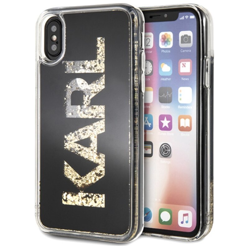 Etui KARL LAGERFELD Logo Glitter do Apple iPhone X/Xs Czarny