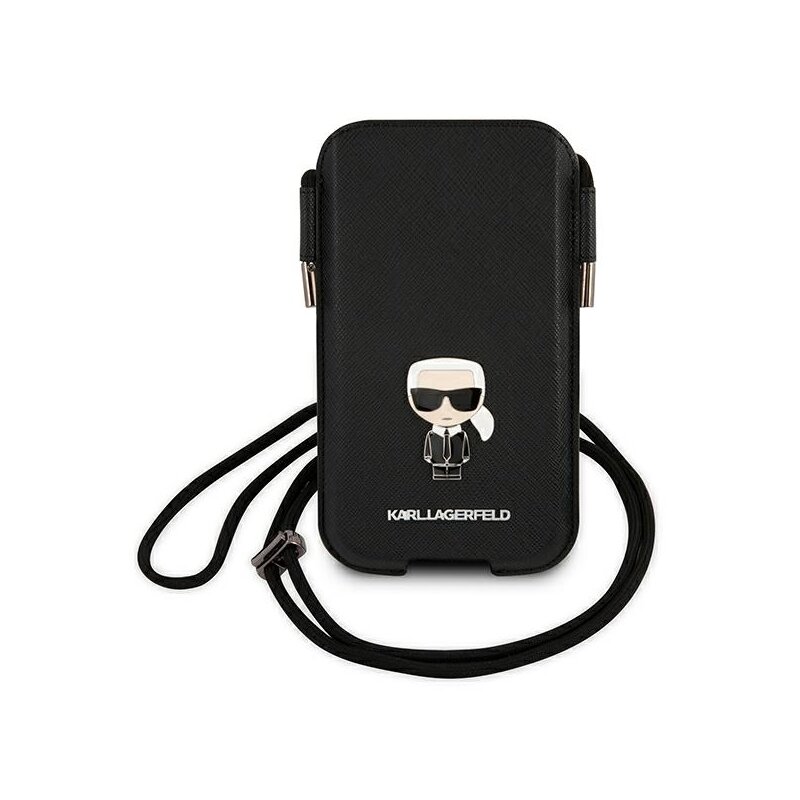 Etui KARL LAGERFELD Saffiano Ikonik Karl's do Apple iPhone Czarny
