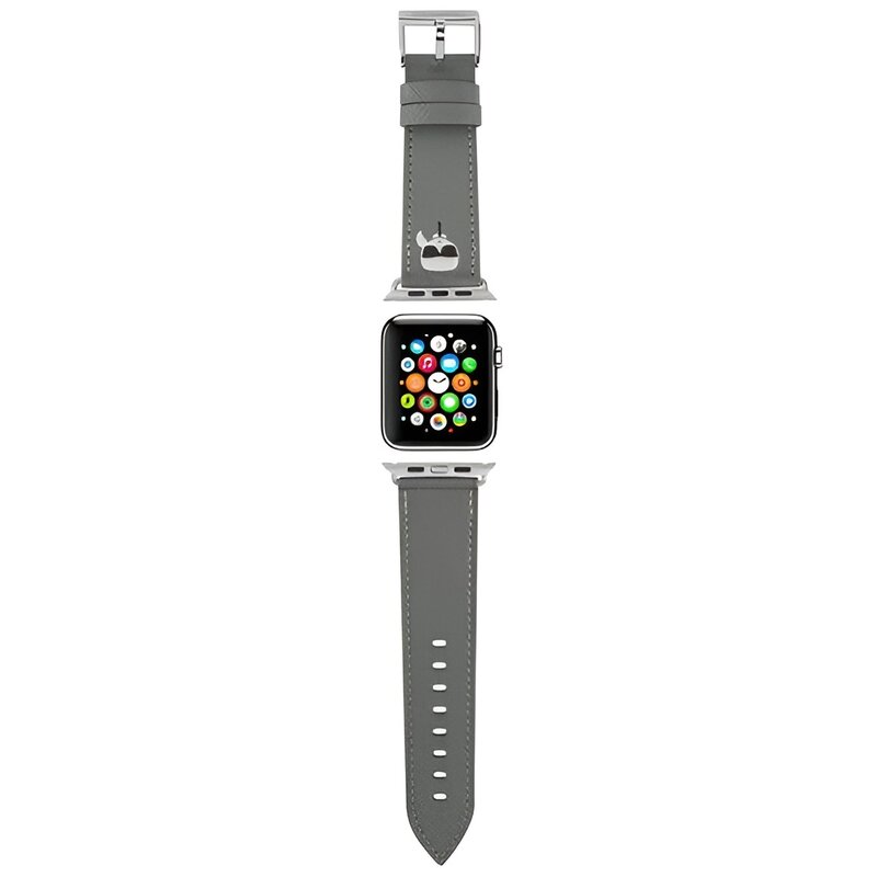 Pasek KARL LAGERFELD Ikonik Saffiano Karl's Head do Apple Watch do koperty 38/40/41mm Srebrny