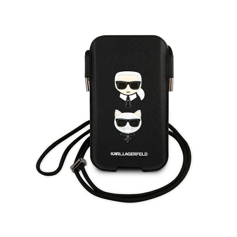 Etui KARL LAGERFELD Saffiano Karl & Choupette Head do Apple iPhone Czarny