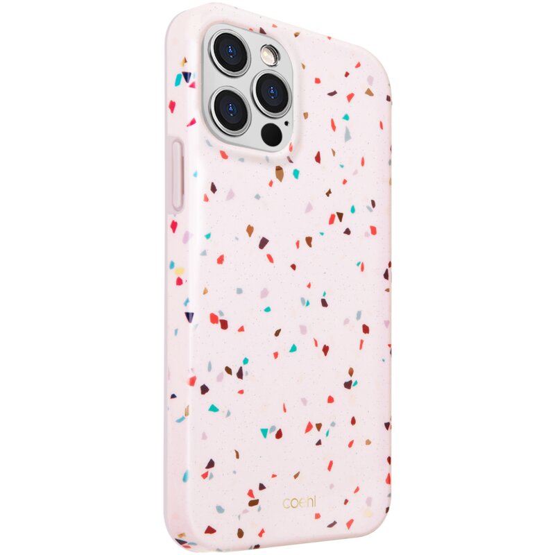 Etui UNIQ Coehl Terrazzo do Apple iPhone 12 Pro Max Różowy