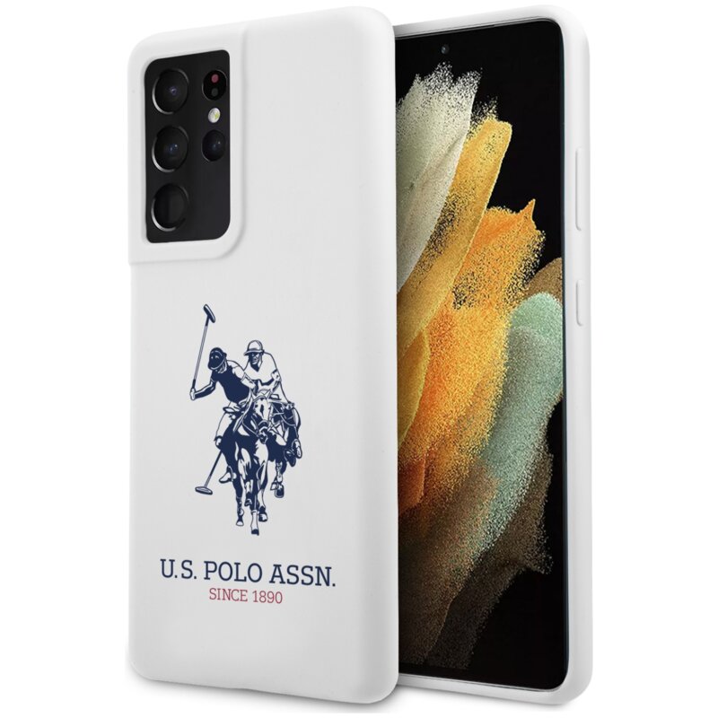 Etui US POLO ASSN Silicone Logo do Samsung Galaxy S21 Ultra Biały