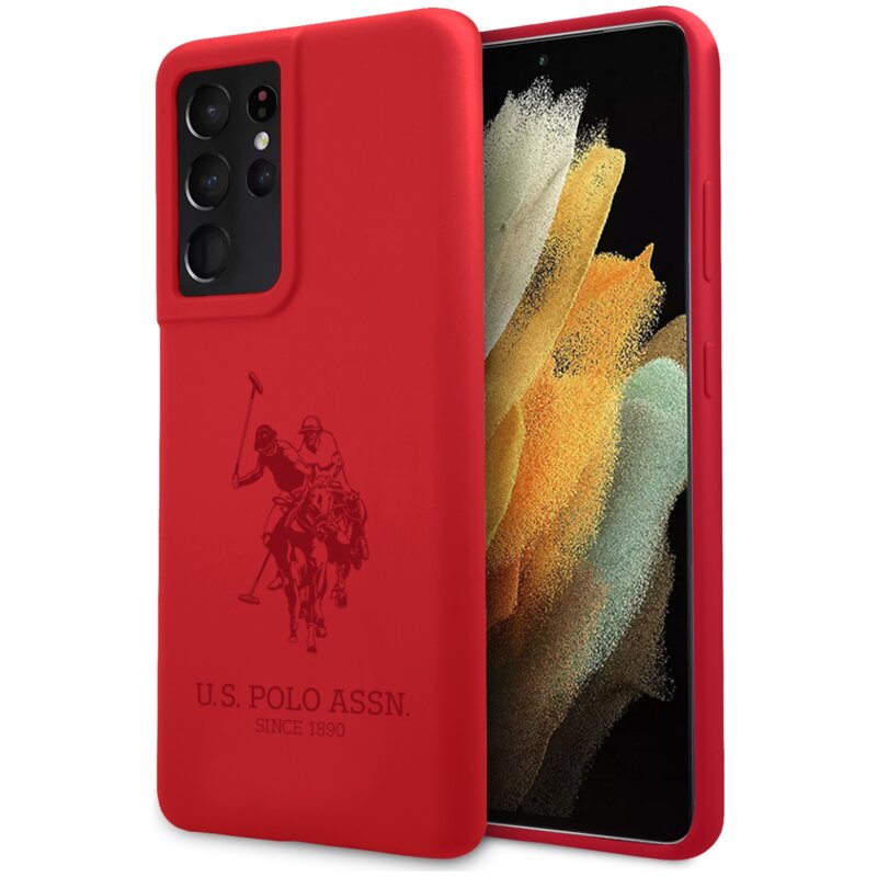 Etui US POLO ASSN Silicone On Tone do Samsung Galaxy S21 Ultra Czerwony