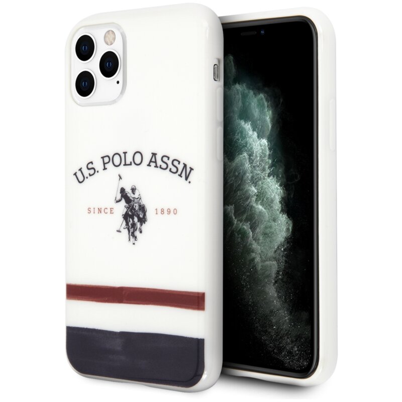 Etui US POLO ASSN Tricolor Pattern Collection do Apple iPhone 11 Pro Max Biały