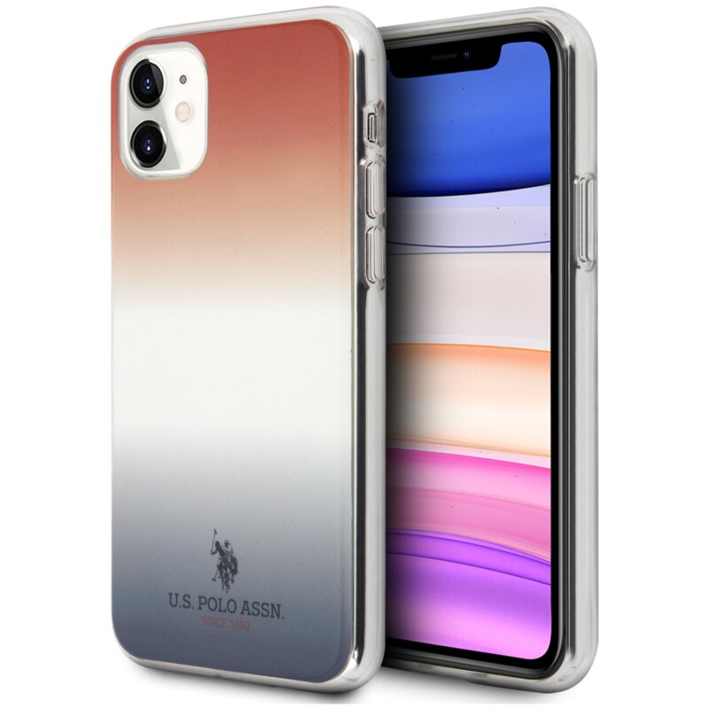 Etui US POLO ASSN Gradient Pattern Collection do Apple iPhone 11 Czerwono-niebieski